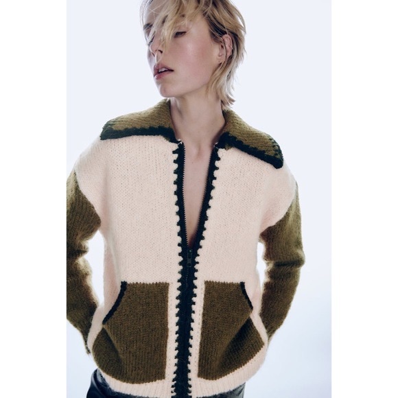 Zara COMBINATION KNIT CARDIGAN - Picture 2 of 8